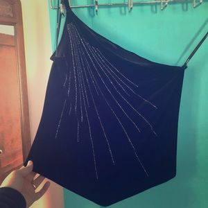 Off-shoulder velvet top